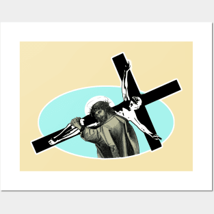 Jesus Christ carrying the cross Posters and Art